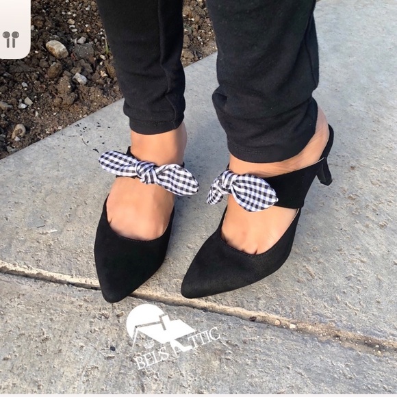 Vegan Suede Ginham Kitten Heels - Picture 4 of 5